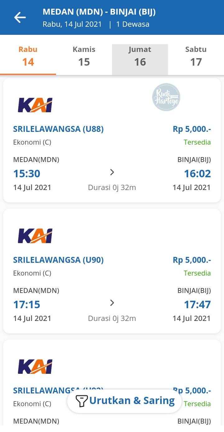 Cara Pesan Tiket Kereta Api Medan Binjai Secara Online